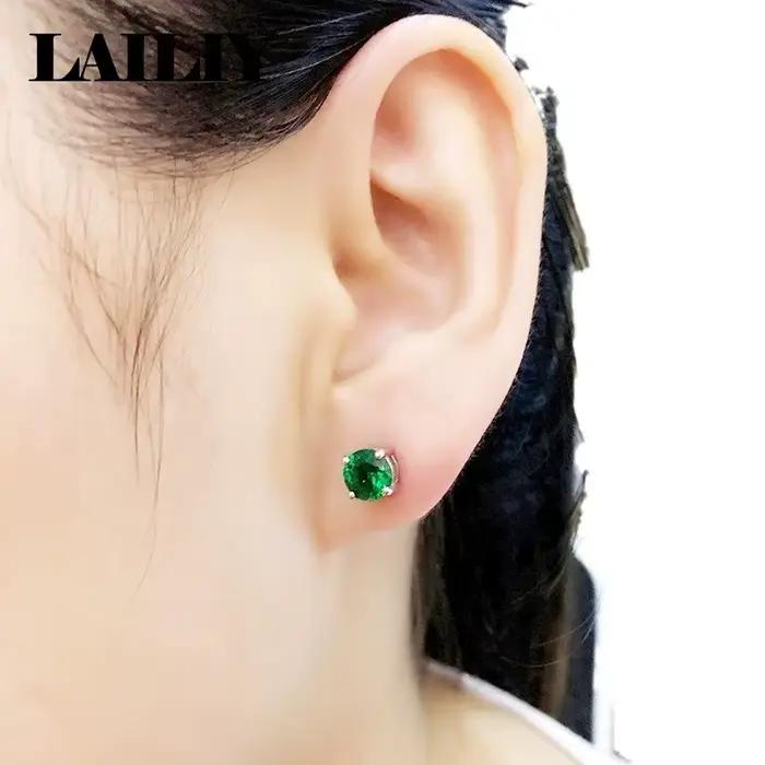 LAILIY Boucles d'oreilles émeraude en argent sterling 925 pour femmes, bijoux tendance