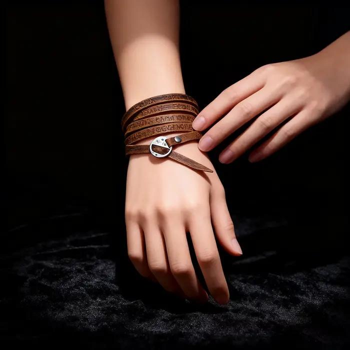 Nouveau Bracelet pour hommes Style Punk multicouche en cuir avec lettres Vintage Design Simple pour la Protection bijoux porte-bonheur et énergétiques