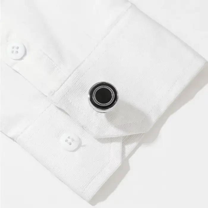 Boutons de manchette ronds noirs pour hommes