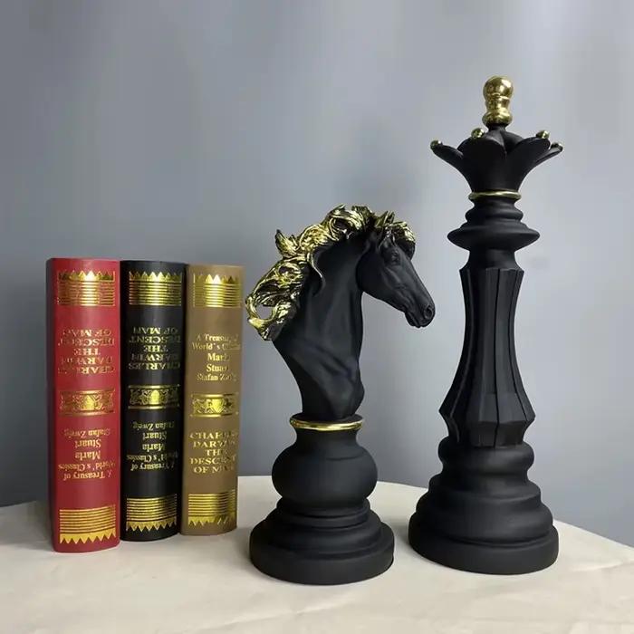 SAAKAR – ornements décoratifs en résine d'échecs International, Figurines de bureau, intérieur de maison, roi reine chevalier, objets de Collection