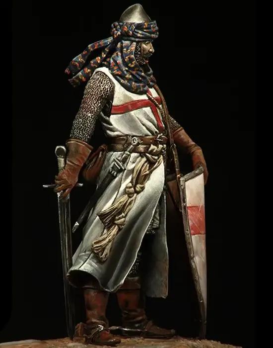 Kit non peint 1/24 75mm Chevalier Templier - Figurine Hiver 75mm Figurine Historique Kit en Résine Miniature