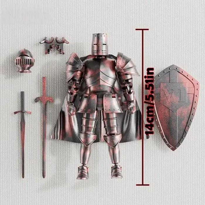 Figurines d'action DIY Médiéval Chevalier Multi-Articulées, Guerrier Robot avec Cape, Épée et Bouclier, Jouet d'assemblage, Cadeau de Noël pour Enfants