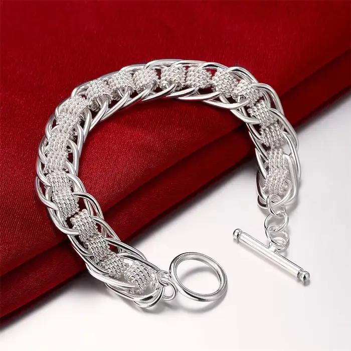 Bracelet à breloques en argent 925 élégant pour hommes et femmes, bijou moderne et noble pour occasions spéciales