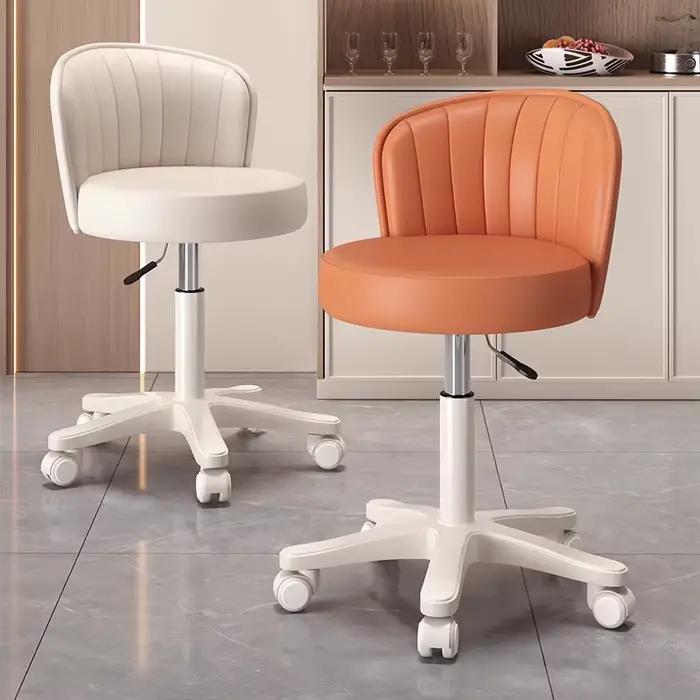 Chaise en cuir siège à coque rotatif tabouret rotatif réglable pour le maquillage à domicile chaise résistante à l'usure pour les studios, Chai à dossier antidérapant à roulettes