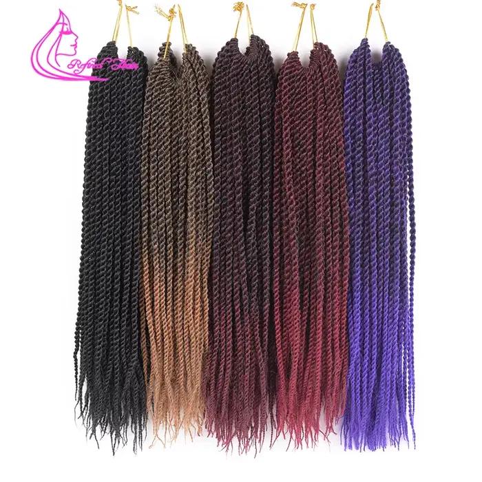 Cheveux raffinés synthétiques petites tresses au Crochet tresse torsadée sénégalaise 30 racines/pièce Extensions de cheveux tressés pour femmes africaines et filles