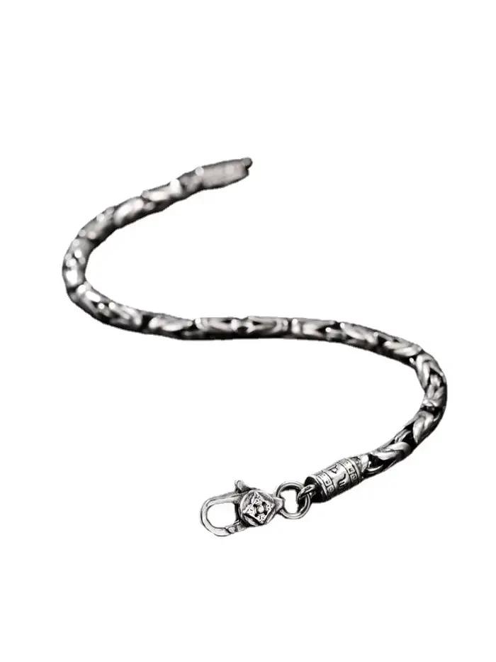 Nouveau Bracelet Homme Vajra en Argent Thaïlandais 925, Style Rétro Vieilli, Tendance, Personnalité, Unisexe, Haute Joaillerie