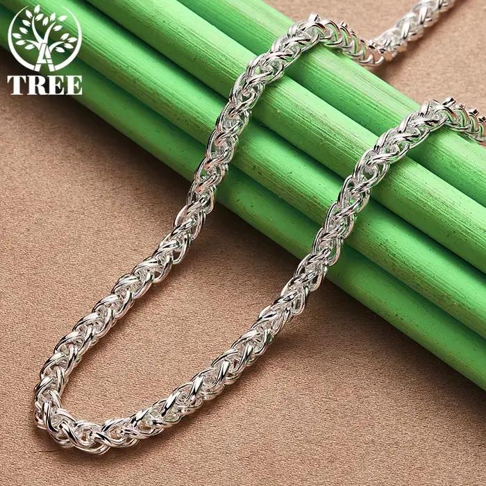 ALITREE-Collier en ULde chanvre en argent regardé 925 pour hommes et femmes, bijoux de fiançailles de mariage, cadeaux de Noël, mode de fête, 8mm
