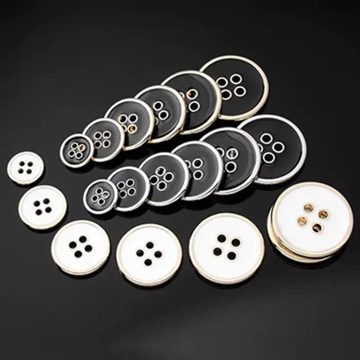Boutons de manchette de costume en métal or noir blanc, boutons de chemise ronds pour vêtements manteau couture accessoires artisanaux faits à la main