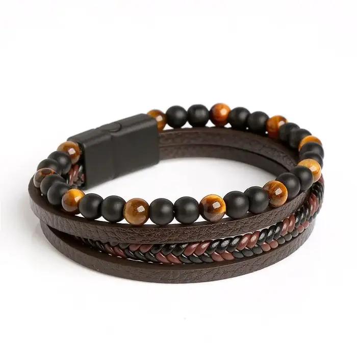 Bracelet en Cuir Tissé à la Main pour Homme