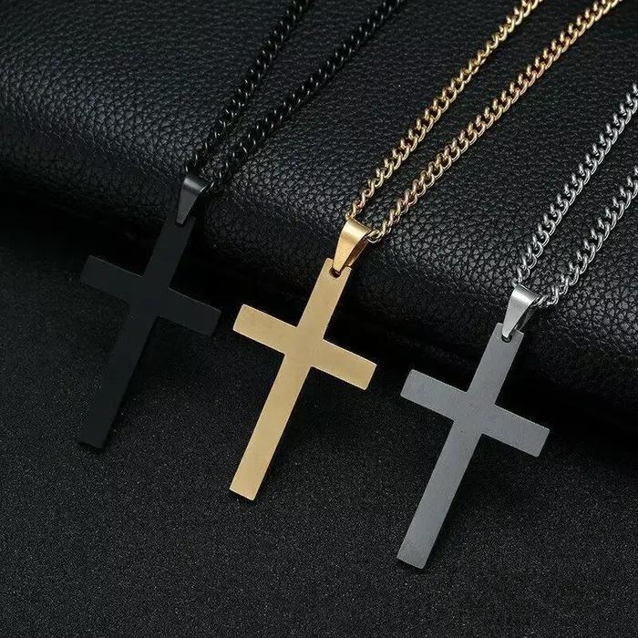 Collier avec pendentif croix chrétienne pour hommes et femmes, pendentif religieux en métal à la mode, accessoires bijoux de fête, nouvelle collection