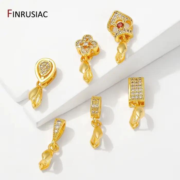 Laiton plaqué or 18 carats avec fermoirs de fianza de bijoux en Zircon pour la fabrication de colliers, fianza de pincement de pendentif pour fournitures de fabrication de bijoux à bricoler soi-même