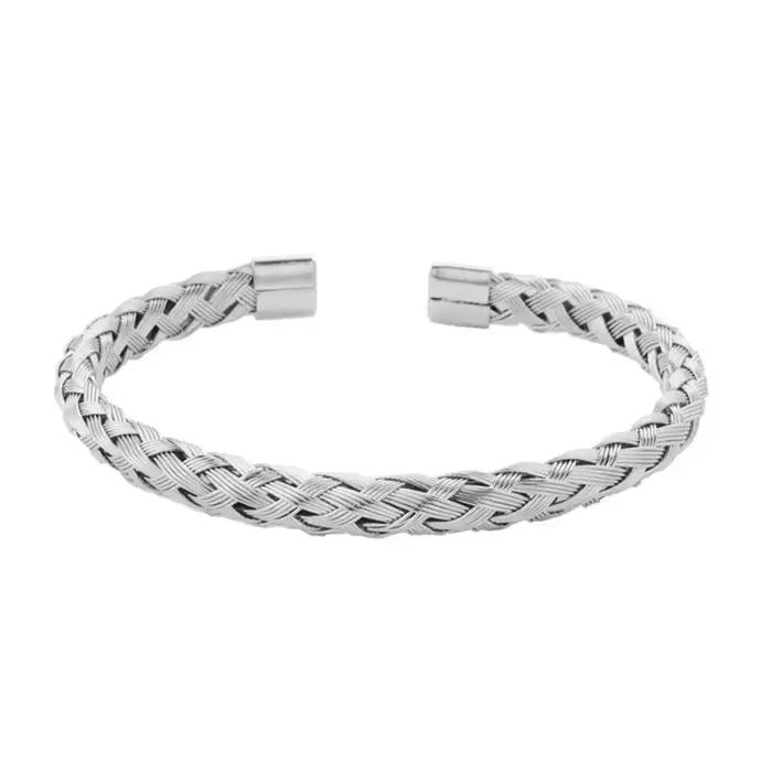 Bracelet jonc ouvert en fil torsadé en acier titane, couleur unie, haut de gamme, inaltérable, minimaliste et délicat, bijoux pour femme