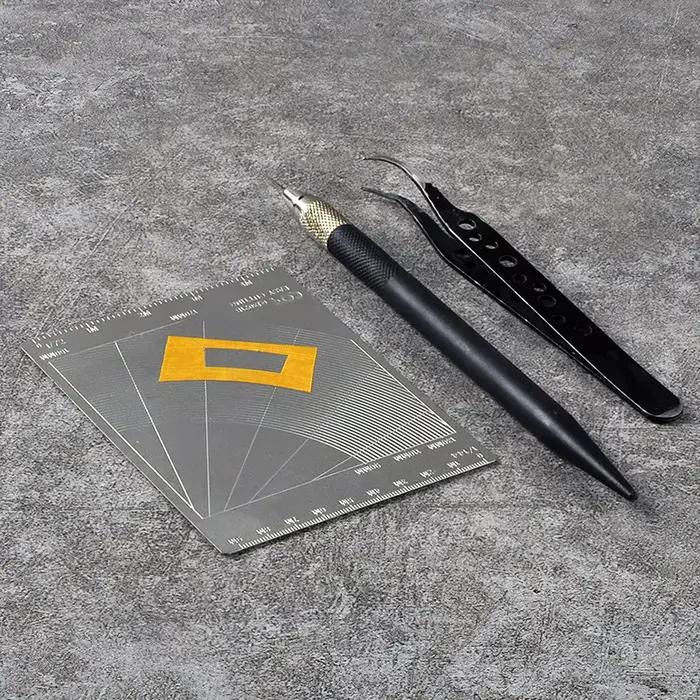Feuille de masquage modèle en acier inoxydable, type de coupe facile, planche à polymères, bricolage, passe-temps, outil d'artisanat