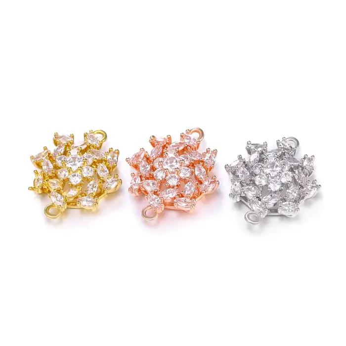 JUYA-Breloques en cristal AAA, composants exécutifs faits à la main, connecteurs de fleurs en cristal de luxe, accessoires de bijoux, vente en gros, nouveau
