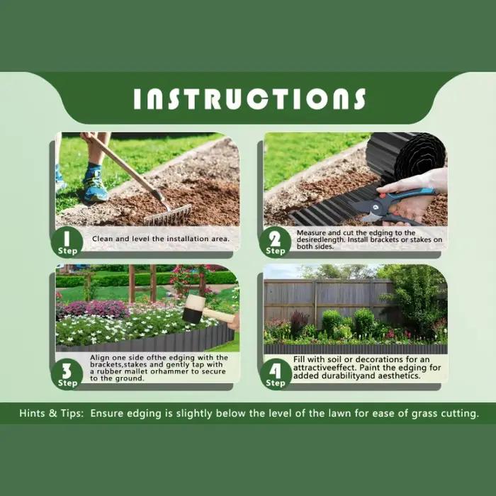 Bordure de jardin ondulée résistante aux intempéries pour aménagement paysager