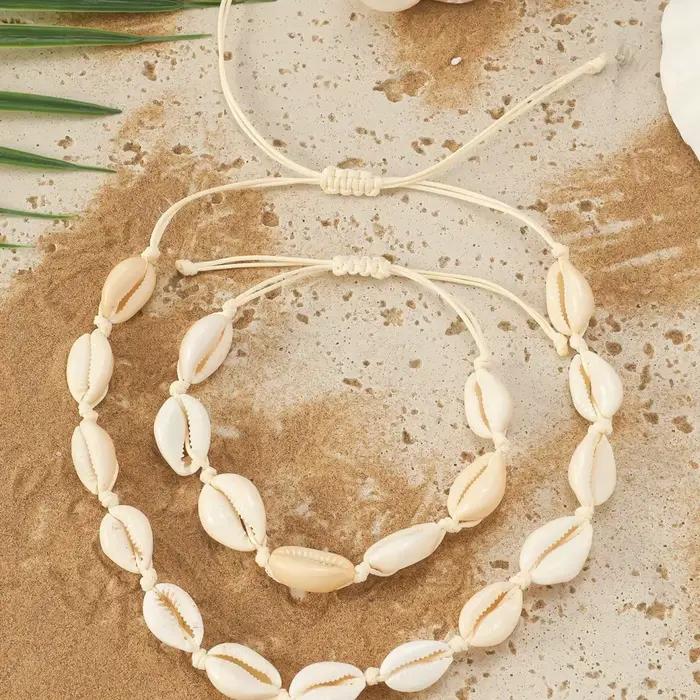 Bohème hawaïen coquillage de mer Bracelet collier bijoux bohème corde chaîne collier femmes été océan collier collier cadeau