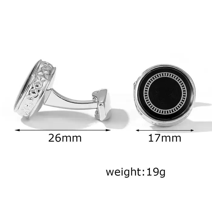 Boutons de manchette ronds noirs pour hommes