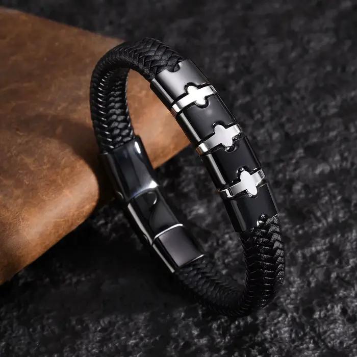 Bracelet en cuir avec noms personnalisés pour hommes