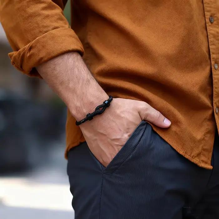 Bracelet Unique pour hommes, avec boucle en acier inoxydable, fabriqué à la main, réglable de qualité A, chaîne de 4mm, accessoires quotidiens décontractés, nouvelle collection