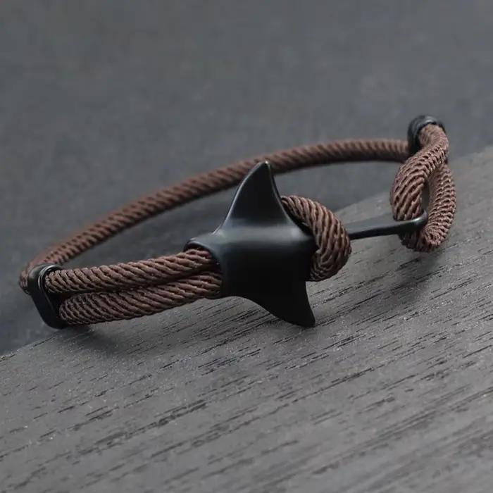 Hommes diable poisson Bracelet réglable Animal marin main corde plage Surf longue corde Manta Braclet Bracelet bijoux Pulseira