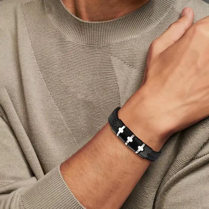 Bracelet en cuir avec noms personnalisés pour hommes