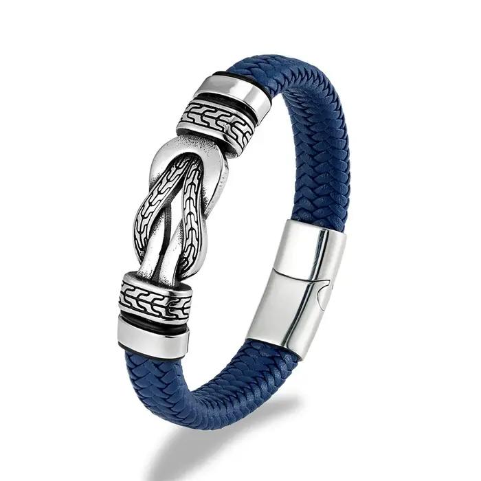 Bracelet en cuir vintage avec symbole de l'infini pour homme