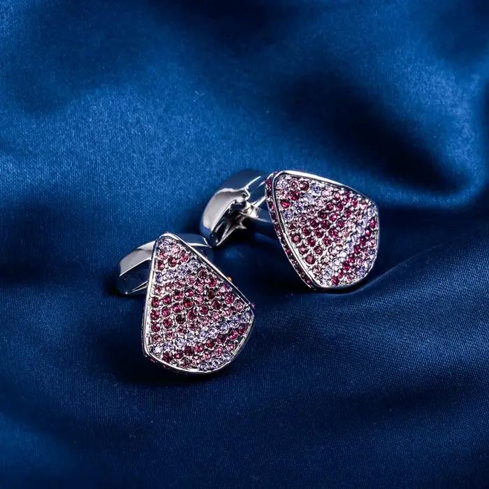 Boutons de manchette en cuivre et cristal multicolores élégants pour hommes occasions formelles mariage affaires cadeau prestige