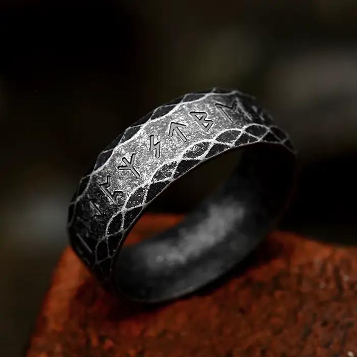 Bague Rune Viking Vintage en acier inoxydable