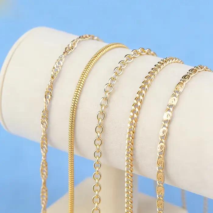 Chaîne de collier rempli d'or jaune 18KGF, avec fermoirs à homard solides pour hommes et femmes, pendentif, résultats de bijoux, accessoire 1 pièce