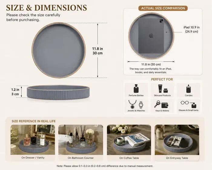 Plateau en cuir pour le bureau, organisateur de rangement, plateaux de service décoratifs pour articles divers, cosmétiques, téléphone, portefeuille, couverts