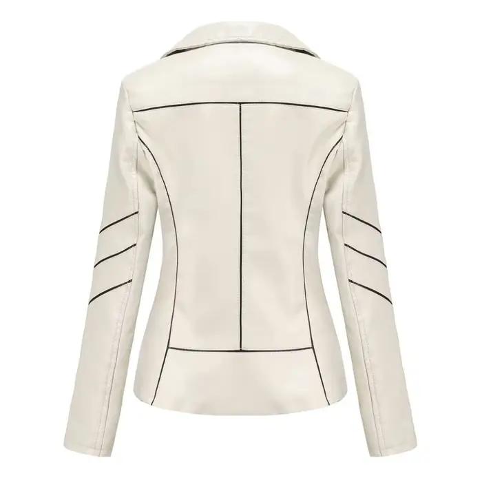 Veste en simili cuir PU rouge pour femmes, vestes de motard décontractées à la mode, vêtements d'extérieur, hauts féminins, manteau en cuir noir pour printemps et automne