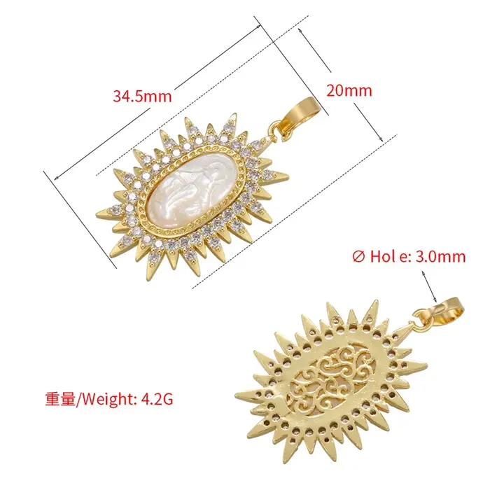 Breloques chrétiennes Vierge Marie en laiton plaqué or pour femmes, accessoires de bijoux pour colliers faits main DIY : VD1184