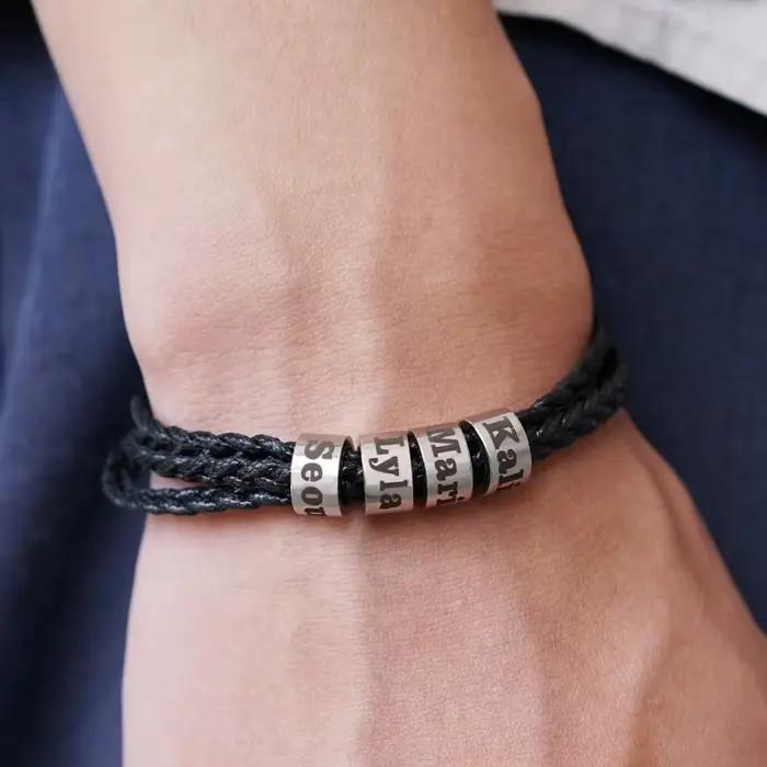 Bracelet tressé pour homme personnalisé avec les noms de la famille MaiLun, 1 pièce, cadeau personnalisé pour la fête des pères
