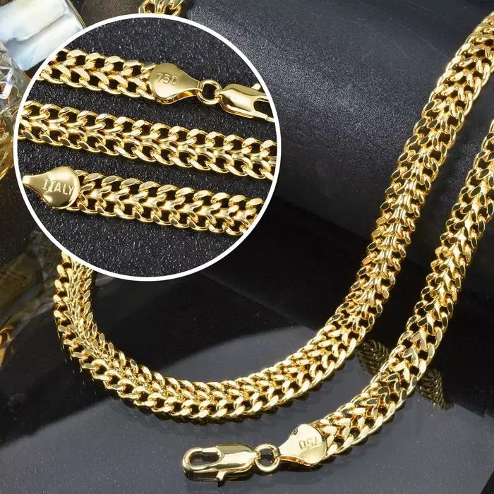 Ensemble de bijoux double rangée Cuban Link plaqué or, collier et bracelet à chaîne épaisse, kit de bijoux, ornement décontracté streetwear, cadeau