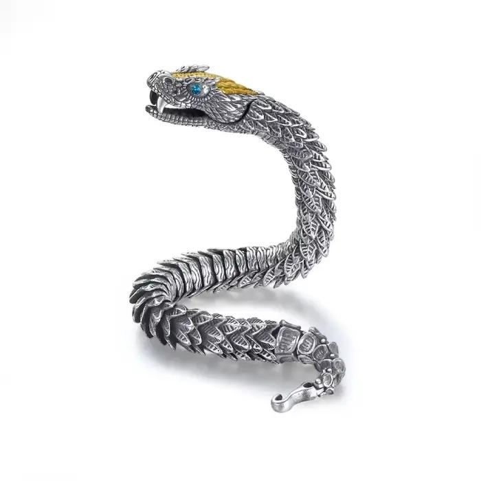 Bracelet de luxe en argent 925 pour hommes, artisanat Unique, Design Original, haute qualité, Style Hip Hop, serpent, bijoux