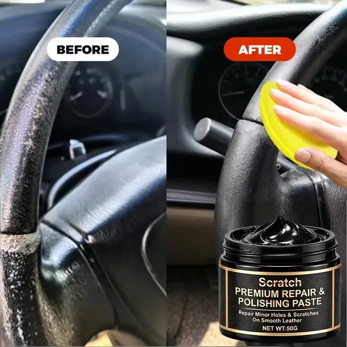 Pâte de réparation pour simili cuir pour volants et sièges de voiture - Restaure le simili cuir délavé, répare les déchirures et les rayures.