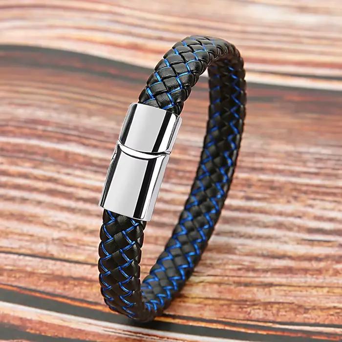 Mibrow – Bracelet en cuir tressé Vintage pour hommes et femmes, fermoirs magnétiques en métal, breloque Punk, bijoux à la mode