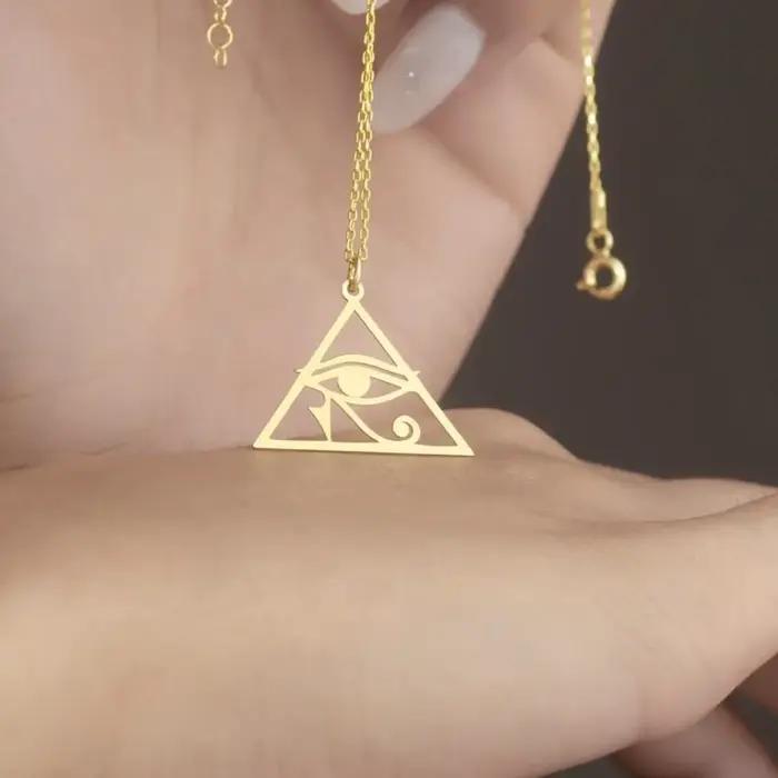 Collier pendentif œil d'horus de l'egypte ancienne en acier inoxydable, collier rétro Triangle oeil de Ra pour femmes, bijoux amulette égyptienne