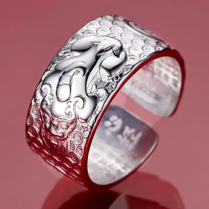 Bagues en argent thaïlandais 925 pour hommes, bête divine Pixiu dominateur, Style large, Vintage, Hip-hop, Rock, Banquet, bijoux, ouverture réglable