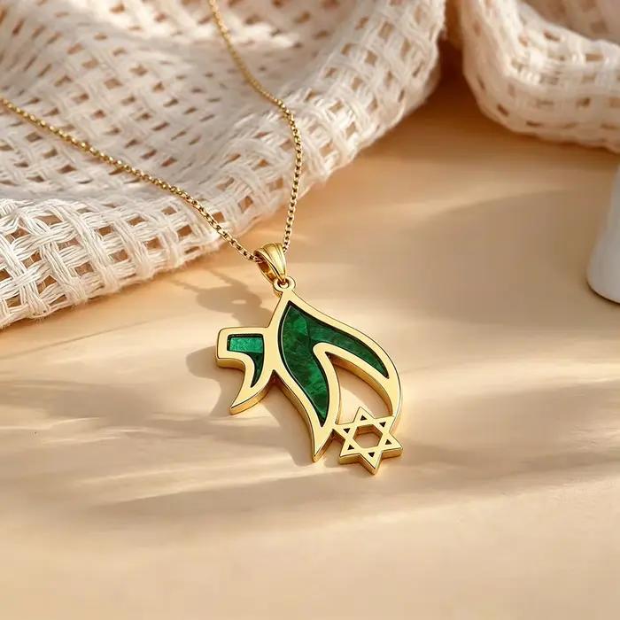 Collier Étoile de David Chai, Pendentif Chai Juif Hébreu, Bijou Amulette Kabbalah, Cadeau Hanouka Juif Chrétien pour Femmes et Hommes