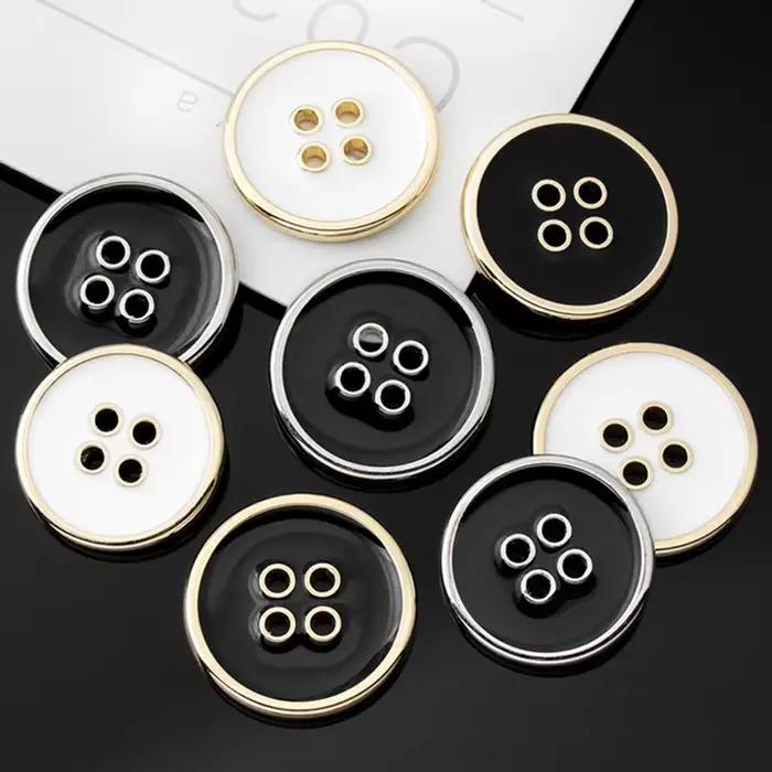 Boutons de manchette de costume en métal or noir blanc, boutons de chemise ronds pour vêtements manteau couture accessoires artisanaux faits à la main