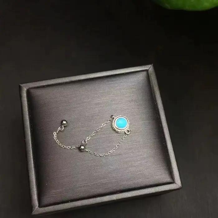 Unité une pièce 925 argent avec vente populaire cristal Turquoise naturel guérison gland Style pierres précieuses bijoux cadeau pour doigt