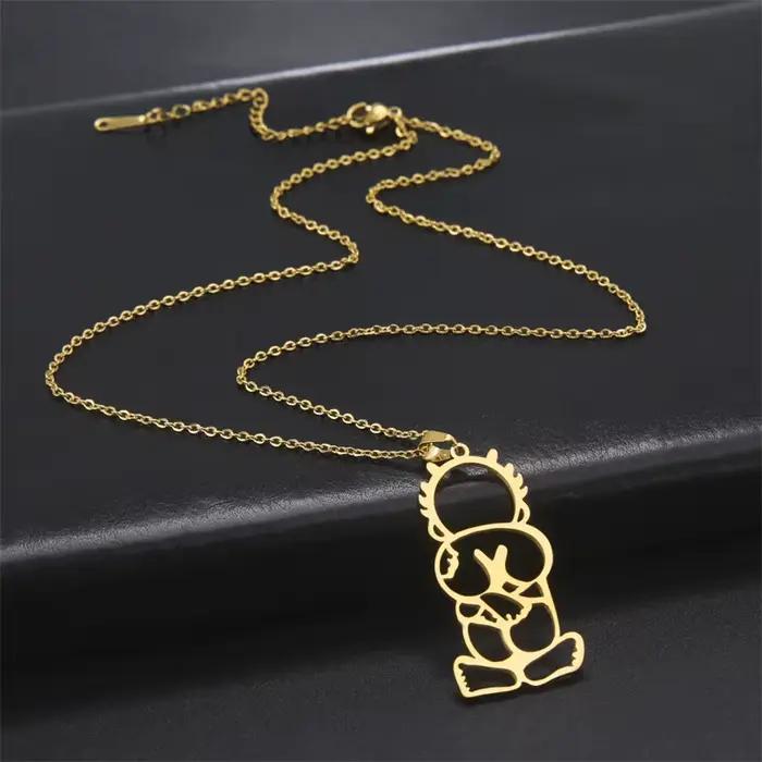 Handala pendentif collier pour femme homme chaîne tour de cou Palestine à cheveux pointus garçon collier en acier inoxydable bijoux en gros