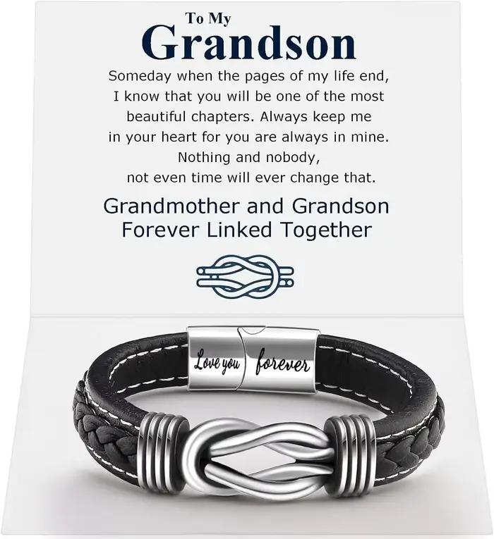 Bracelet en cuir à nœud infini pour hommes
