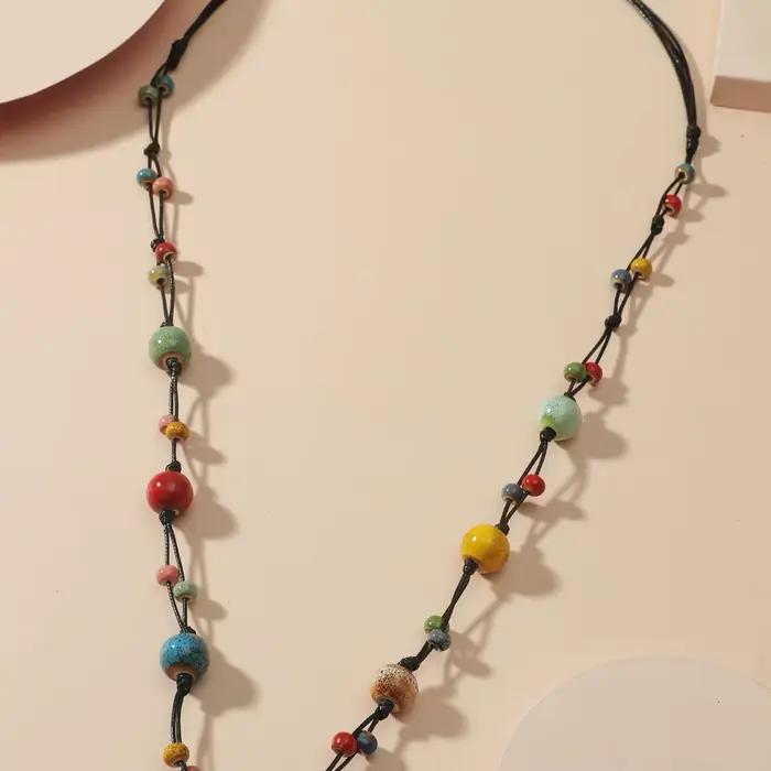 1 collier en céramique perlée collier long exagéré pour femme