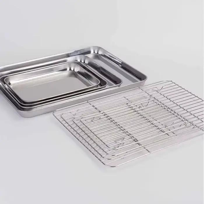 Plateau de cuisson avec support de refroidissement amovible, ensemble de plaques de cuisson en acier inoxydable, Non toxique, utilisé pour le four, plateau de barbecue, lavable au lave-vaisselle