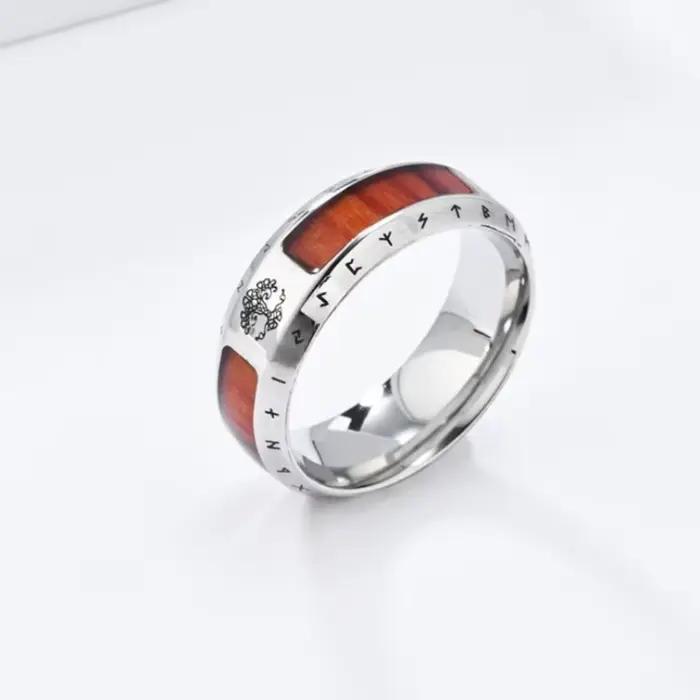 Anneaux de texte Viking Vintage en acier inoxydable pour hommes