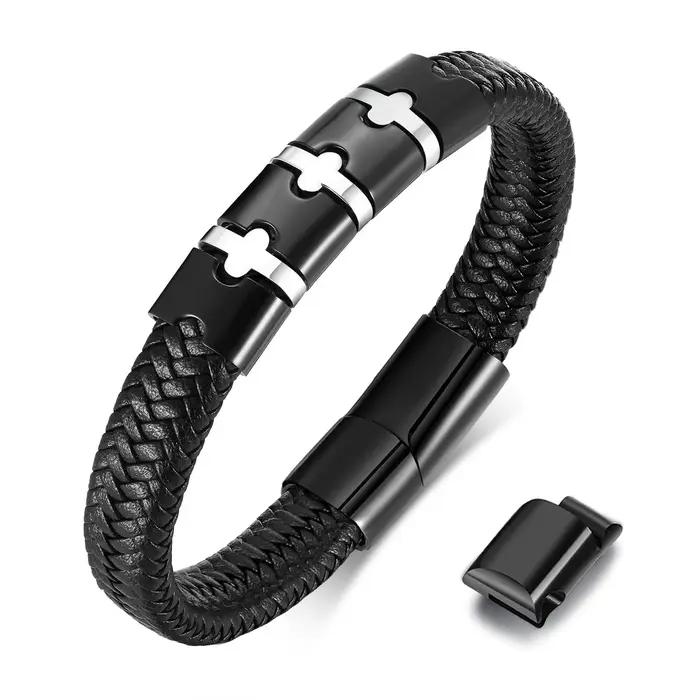 Bracelet en cuir avec noms personnalisés pour hommes