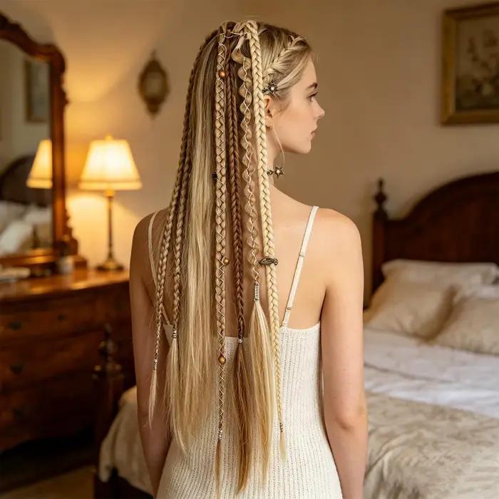 Perruque tressée de 20 pouces style bohème, petite tresse torsadée, postiche pour femme, style BB Clip, coiffure tressée Hot Girl Boxing Braid