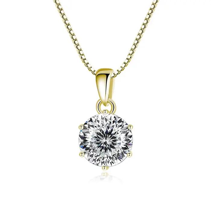 Collier avec pendentif en Moissanite véritable, 1 carat, en argent Sterling 925 de qualité supérieure, bijoux fins pour fête de mariage, pour femmes
